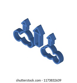 Cloud upload isometric left top view 3D icon