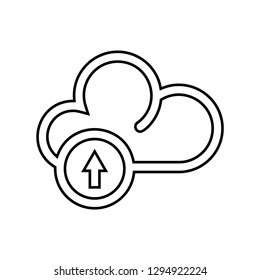 Cloud upload line art icon vector - Black