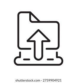 Cloud Upload Line Icon, Data Transfer Backup Symbol, File Upload Outline Illustration, Minimal Black Line Design