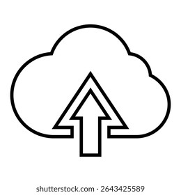 cloud upload line icon design. cloud upload thin black outline symbol vector illustration. editable stroke icon on transparent background.