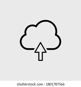 icono de la línea de carga en la nube aislado en el fondo gris. ilustración vectorial
