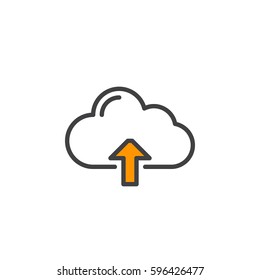 Cloud upload line icon, outline vector sign, linear style pictogram isolated on white. Symbol, logo illustration. Editable stroke. Pixel perfect