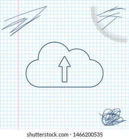 Cloud upload line sketch icon isolated on white background. Vector Illustration