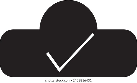 cloud upload logo in black with tick
