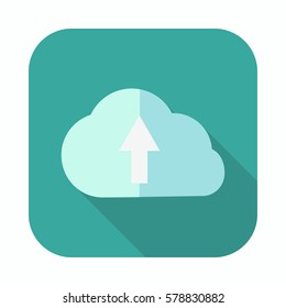 Cloud Upload long shadow flat icon vector illustration.