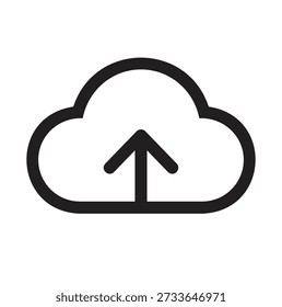 Cloud-Upload. Minimales Zeilensymbol des Cloud-Uploads. Cloud-Computing-Symbol mit Aufwärtspfeil, das Datenupload, Online-Speicher, Dateiübertragung und Cloud-Dienste darstellt. Das Vektorsymbol der Kontur für UI, UX, Web und App-Design bereinigen.