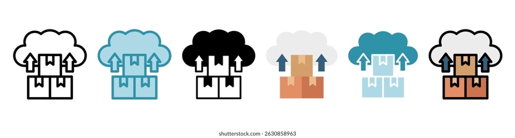 Cloud Upload multi style, mini illustration icon set. use for modern concept, print, UI, UX kit, web and app development. Vector related to sales, logistic and ecommerce