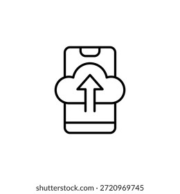 Carregamento Em Nuvem No Telefone Celular Contorno Estilo Ícone Minimalista