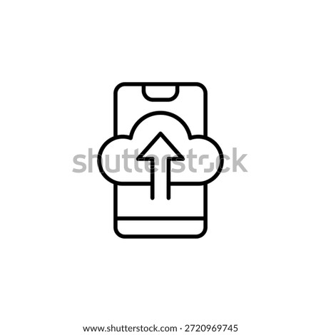 Cloud Upload On Mobile Phone Outline Style Minimalist Icon