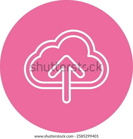 Cloud upload Outline Circle Icon Style Design