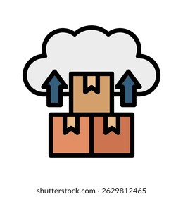 Color del contorno del Cargar de la nube, mini icono de la ilustración. uso para el concepto moderno, impresión, UI, kit de UX, Web y desarrollo del App. Vector relacionado con ventas, logística y comercio electrónico

