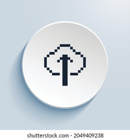 diseño de iconos de arte de píxeles de carga en la nube. Forma de círculo de estilo de botón aislada en fondo blanco. Ilustración del vector