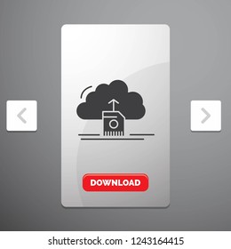 cloud, upload, save, data, computing Glyph Icon in Carousal Pagination Slider Design & Red Download Button