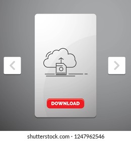 cloud, upload, save, data, computing Line Icon in Carousal Pagination Slider Design & Red Download Button