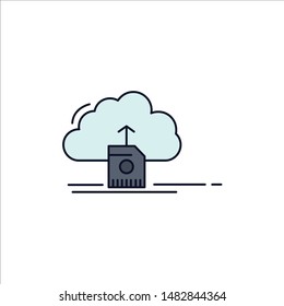 cloud, upload, save, data, computing Flat Color Icon Vector