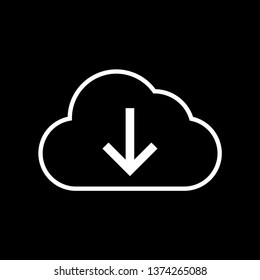 Cloud upload sign. Cloud storage icon. Down arrow in cloud sign