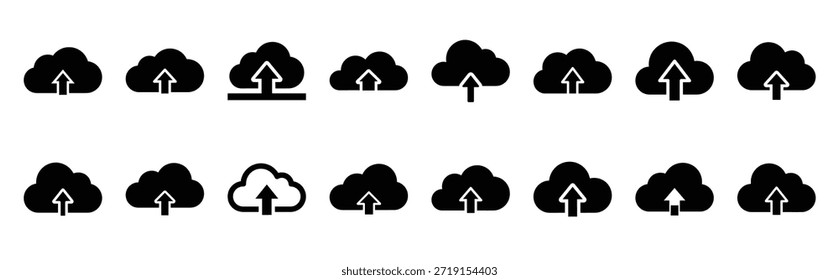 Cloud Upload Silhouette Symbol Set