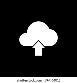 Cloud upload solid icon, web mobile application, upload button, a filled pattern on a black background, eps 10.