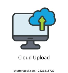 Cloud Upload Vector Fill Umriss Symbol Design Illustration. Multimedia-Symbol auf weißem Hintergrund - EPS10-Datei