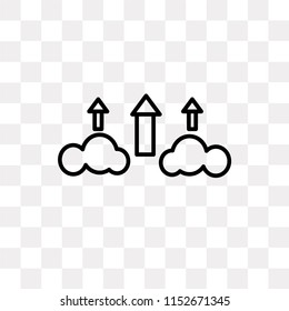 Cloud upload vector icon isolated on transparent background, Cloud upload logo concept