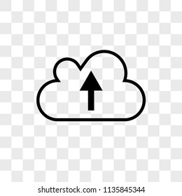 Cloud upload vector icon on transparent background, Cloud upload icon