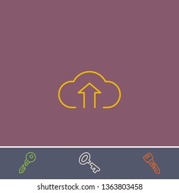 cloud upload vector line icon.Basic element illustration.cloud upload vector outline symbol design.Bonus broken key graphic concept