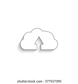 cloud Upload - white vector icon with  shadow