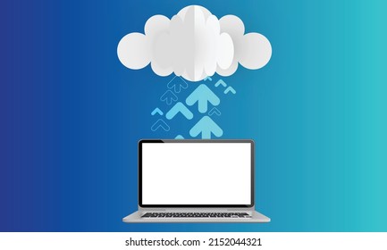 Cloud uploading concept with smartphone, 3d vector illustration.