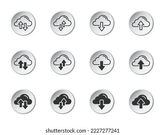 Cloud Uploading downloading icons set. Cloud service symbol. Vector illustration.