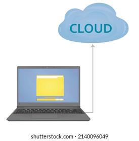 Cloud uploading files to computer. vector