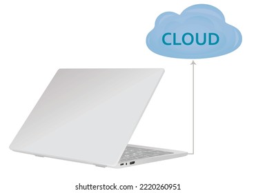 Cloud uploading files to computer. vector