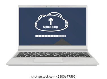 Cloud uploading files to computer. vector