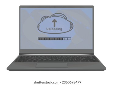Cloud uploading files to computer. vector