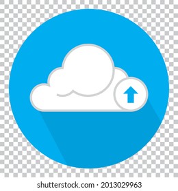 Cloud uploading flat icon on a transparent background