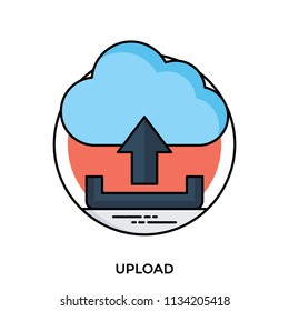 A cloud with upward arrow showing an idea of uploading 