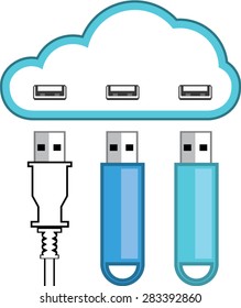 Cloud USB hub vector 