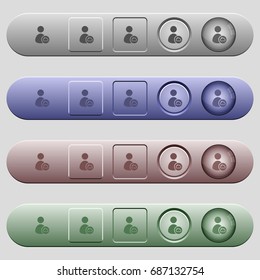 Cloud user account management icons on rounded horizontal menu bars in different colors and button styles