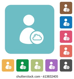 Cloud user account management white flat icons on color rounded square backgrounds