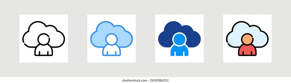 Cloud User Icon Collection Set Multiple Style