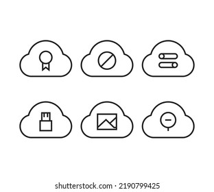 cloud and user interface icons set vector illustration