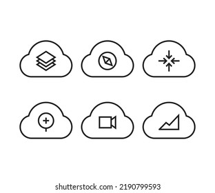 cloud and user interface icons set vector illustration