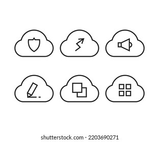 cloud and user interface icons set