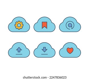 cloud and user interface icons set