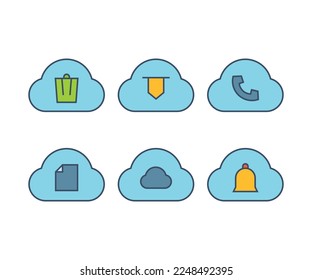 cloud and user interface icons set