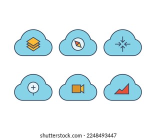 cloud and user interface icons set