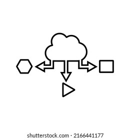 Cloud, variety, big data outline icon. Line art vector.