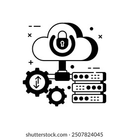 Cloud Vault Defender Glyph Icon, Vector illustration