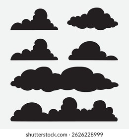 Wolke, Vektorkunstsammlung, einzeln auf weißem Hintergrund.