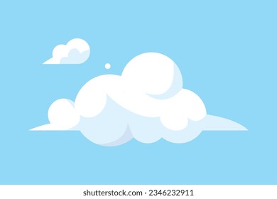 Cloud vector art graphic clipart design. Abstract white cute clouds set isolated on blue sky background.