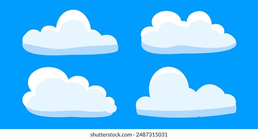 Cloud vector. Collection of white cloud illustrations. Vector set of cartoon clouds in flat design.Cloud icon set. 